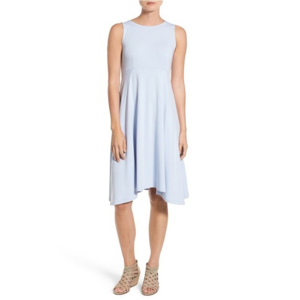 NWT Eileen Fisher Jersey Bateau Neck Dress Blue PM